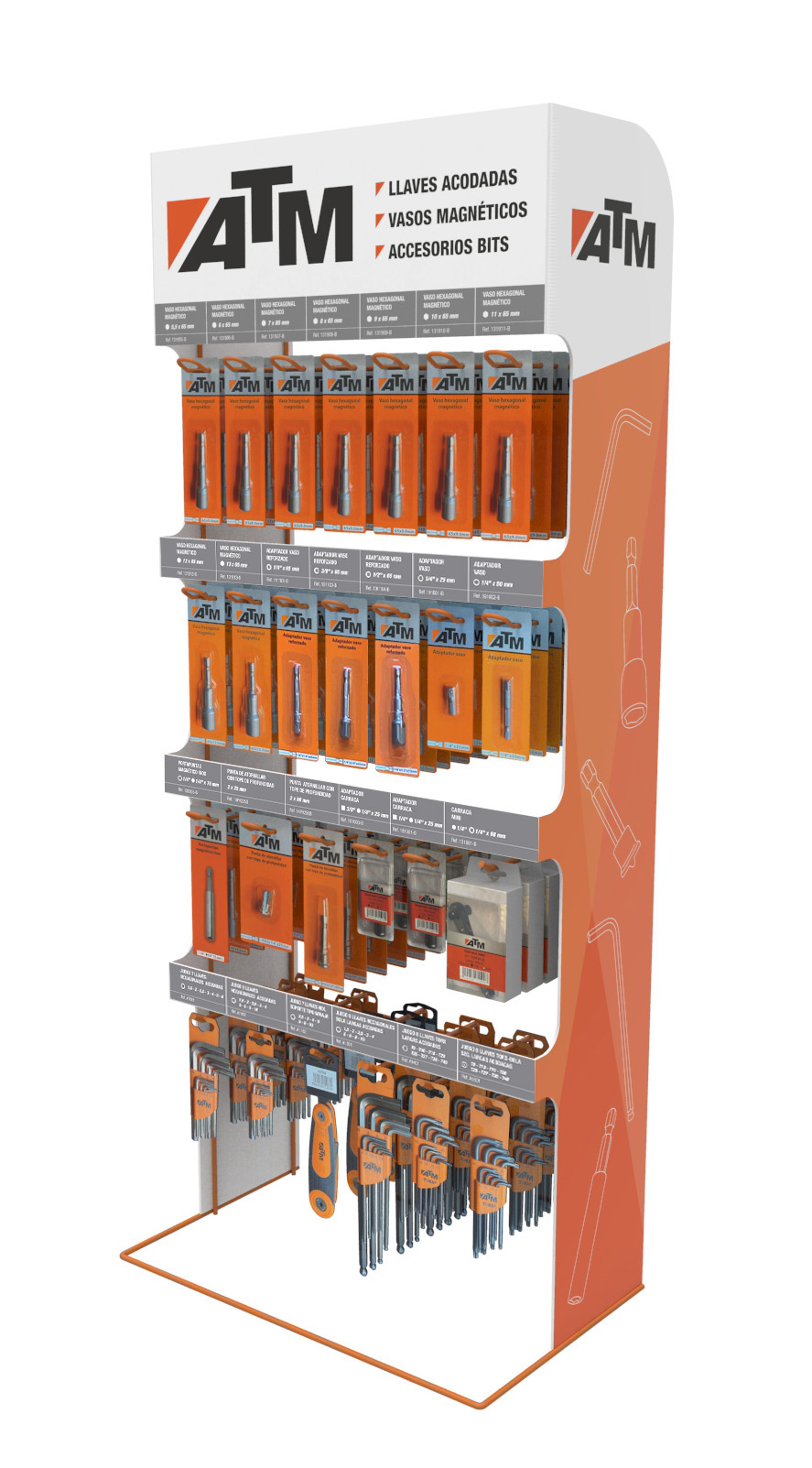 Expositor de llaves acodadas y vasos magnéticos